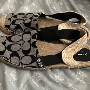 Like new Coach Black and Cream Espadrille Flats